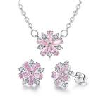 韓国人気 桜ネックレス ピアス 3点セットピアスセット レディース ファッション 結婚式 花嫁 パーティー アクセサリー 金属アレルギー対応