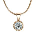 Aleasha 一粒ダイヤ ネックレス レディース 人気 パヴェ ジルコニア ペンダント 金 ネックレス かわいい ネックレス ジュエリー