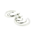 ATK21 （2点セット）3連 フープピアス サークル スタッドピアス おしゃれ 大人アクセ レディース アクセサリー (Silver)