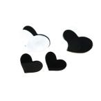 ATK21（4点セット）ダブル ハートスタッド ピアス 存在感あり レディース アクセサリー (Black×White)