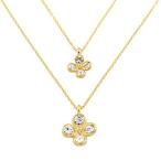 ジュエリーショップエム 四葉クローバー2連ネックレス n3165 ゴールド