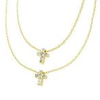 ジュエリーショップエム パヴェミニクロス2連ネックレス(M021) m5011 ゴールド