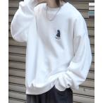 ショッピングイラスト ILL'S（イルズ）ガールイラストワンポイント刺繍 ビッグシルエット 裏起毛プルオーバースウェット カットソー ユニセックス