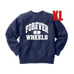 リバース縫製 サイドリブ FOREVER 2 WHEELS SWEAT NAVY XL/ネイビー大学カレッジプリントチャンピオンuclayaleトリコタグランタグftw古着