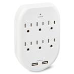 お取り寄せ オン 電源タップ 6口 USBポート付き ホワイト onn Surge Protector Wall Tap with 6 AC Outlets a
