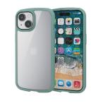 エレコム iPhone15 ケース ストラップシート付き ストラップホール付き [全周配置のエアークッションが衝撃を吸収] グリーン PM-A23ATSLFCGN