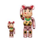【新品】１週間以内発送 BE@RBRICK 招き猫 ペコちゃん 金運ダブル小判 桃金メッキ 100% & 400% まねきねこ ぺこちゃん ベアブリック