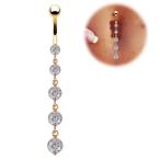 ボディピアス へそピアス 14G　へそピ ５連 ボディピベリーリング バナナバーベル 上品 キラキラ 着けやすい