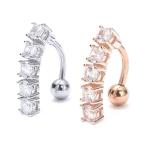 ボディピアス へそピアス 14G　へそピ 逆バーベル 5連  ボディピ 上品 キラキラ 着けやすい