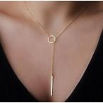 ネックレス ペンダント ゴールド バー サークル ラリエット ゴールド ネックレス ラリアット 円 丸 棒 モチーフ Yライン Y字 留め具なし