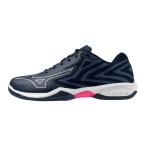 ミズノ MIZUNO メンズ レディース バドミントン シューズ WAVE CLAW EL 2 71GA258366 ネイビー×ホワイト×ピンク 【2025SS】