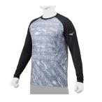 ミズノ MIZUNO 冬用グラフィックロングTシャツ（ユニセックス） ベースボールTシャツ 12JA1P84-90(ブラック×グレー)