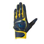 [ почтовая доставка соответствует ]MIZUNO Mizuno Will Drive голубой [ обе рука для ] Junior batting перчатка 1EJEY583-45( темно-синий × желтый )