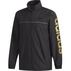 adidas アディダス M ESSENTIALS ビッグリニアロゴウインドブレーカージャケット （裏起毛） FAO93 ブラック×ゴールドメット