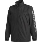 adidas アディダス M ESSENTIALS ビッグリニアロゴウインドブレーカージャケット （裏起毛） FAO93 ブラック／ナイトメット