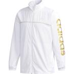 adidas アディダス M ESSENTIALS ビッグリニアロゴウインドブレーカージャケット （裏起毛） FAO93 ホワイト／ゴールドメット