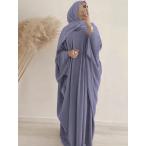 ショッピングスカーフ アクセサリー レディース スカーフ 1セット レディース 長袖アバヤドレス、マッチングヘッドスカーフ、バットウィングスリーブ