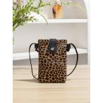 バッグ レディース ショルダーバッグ ヒョウ柄PUレザー スマホポーチ、ミニマリストでファッショナブルなコインケース、ショルダーま