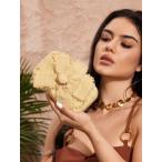 ショッピングストローバッグ バッグ レディース クラッチバッグ レディース クラッチバッグ、ストローバッグ、イブニングバッグ、ショルダーバッグ、ラフィア花飾り