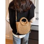 バッグ レディース ハンドルバッグ 1個 夏新作 ストローバッグ、女性用、ショルダーバッグやハンドバッグとして、ビーチ、旅行、デイ