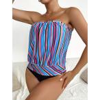 レディース 水着 ビキニセット ストライプバンドゥビキニ（タンキニ）