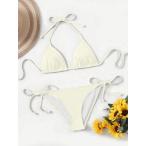 レディース 水着 ビキニセット 2枚セット レディースビーチウェア 無地ホルターストラップ セクシー ビキニ水着