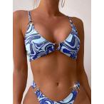  женский купальный костюм tops все over принт кольцо ссылка бикини tops 