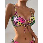  женский купальный костюм tops леопардовая расцветка draw -тактный кольцо бикини tops 