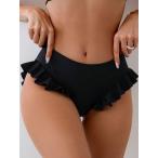  женский купальный костюм низ 2026 год весна лето новый продукт черный боковой - ikatto цветочный отделка симпатичный . бикини низ bake-sho