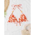  женский купальный костюм tops женский лето пляж цветочный принт бикини верх bake-shon стиль 