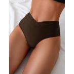  женский купальный костюм низ женский одноцветный asimeto Lee талия casual bake-shon модель бикини низ 