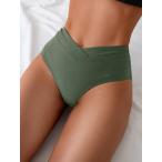  женский купальный костюм низ женский одноцветный asimeto Lee талия casual bake-shon модель бикини низ 