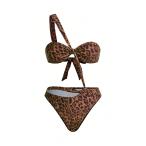 レディース 水着 ワンピース レオパードプリント ニット素材 カットアウト ワンピース水着 レディース、ビーチウェア