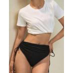 レディース 水着 ボトムス 女性用 シンプルでセクシーなビーチウェアボトム、ユニークな白い縁取りデザイン