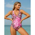 レディース 水着 ワンピース 女性のセクシーなバックレス ワンピース 花柄 水着、夏のビーチウェア