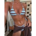 ショッピングビキニ レディース 水着 ビキニセット レディース ベーシック ストライプ柄 水着、プールからビーチまで様々なシーンで活躍、デイリー使いで