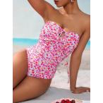  женский купальный костюм One-piece женский One-piece купальный костюм, маленький цветочный принт, плечо шнур, отверстие наружный,gya The -, elegant . симпатичный, весна лето. пляж, Hori 