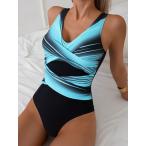 レディース 水着 ワンピース 1着 女性用オンブレ ワンピース水着、エレガントで成熟したビーチウェア