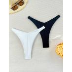  женский купальный костюм низ 2 шт. комплект черный &amp; белый Contrast боковой вырез sexy . задний хлеб ti resort для 