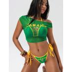 ショッピングビーチウェア レディース 水着 ビキニセット 3点セット レディース ビーチウェア: メッシュ ビキニカバーアップ ホルターネック、アシンメトリ