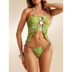  женский купальный костюм низ женский sexy summer bake-shon зеленый змея рисунок Brown Contrast ремешок бикини низ 