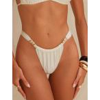  женский купальный костюм низ изысканный слоновая кость. прекрасное платье .. ткань. регулировка возможный поясница шнур имеется бикини низ 