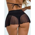  женский купальный костюм низ женский купальный костюм низ юбка в складку la полный Hem сетка покрытие выше mote -тактный бикини низ 