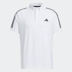 メール便OK adidas(アディダス) NMJ55 メンズ スリーストライプス 半袖ストレッチ ボタンダウンシャツ ポロシャツ ゴルフウェア