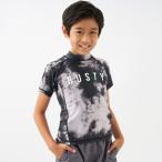 メール便OK RUSTY(ラスティ) 962484 キッズ ジュニア 総柄プリント半袖ラッシュガード スイムウェア 子供用 水泳 プール