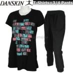 半額以下 Tシャツ レディース ヨガ ダンスキン DANSKIN 上下セット フィットネス 半袖 + ハーフ DB76154 DB44332X K ブラック