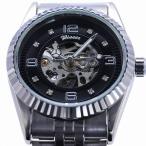自動巻き腕時計 メンズ腕時計 ミッドサイズ スケルトン メタルベルト 男性用 WINNER ウィナー BCG29
