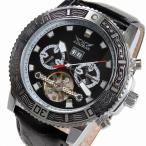 自動巻き腕時計 メンズ腕時計 マルチカレンダー トリプルカレンダー デイデイト 日付表示 レザーベルト 男性用 JARAGAR ジャラガー BCG41