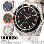 腕時計 メンズ腕時計 SORRISO ダイバーズ風腕時計 メタルベルト シンプル機能 クォーツ 男性用 SRHI4