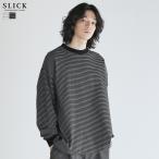 Ｔシャツ カットソー メンズ 春 夏 秋 MVS天竺 ボーダー クルーネック 綿100 ドローストリング SLICK 5155849